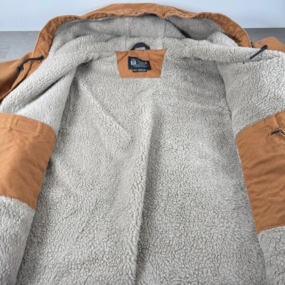 Carhartt Washed Duck Sherpa-Lined Jacket Brown 2XL Tall OJ4392-M 104392-BRN